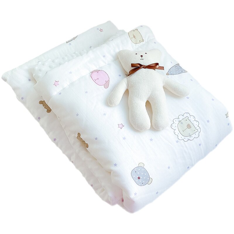 软绵纱布豆豆毯纯棉婴儿被子春秋儿童盖毯幼儿园盖被新生毛毯小被
