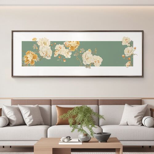 花开富贵新中式客厅装饰画牡丹花挂画寓意好花鸟图喜庆背景墙壁画