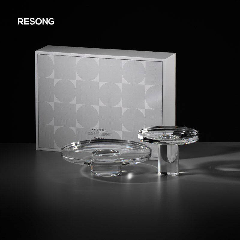 RESONG日诵家居 星光K9高透水晶果盘托盘 软装家居饰品