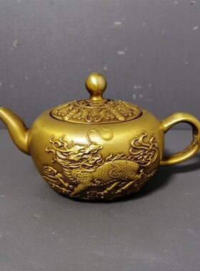 纯铜龙凤麒麟竹编茶壶摆件酒壶水壶家居客厅茶室办公室装饰工艺礼