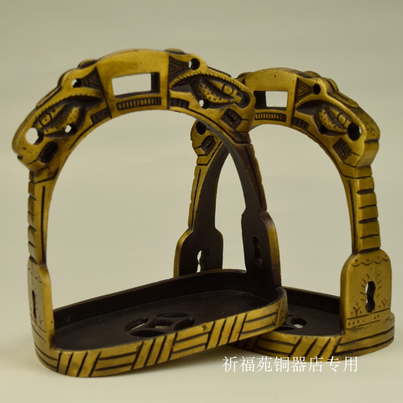 纯铜马镫工艺品礼品马具骑马工具道具黄铜仿古怀旧包邮