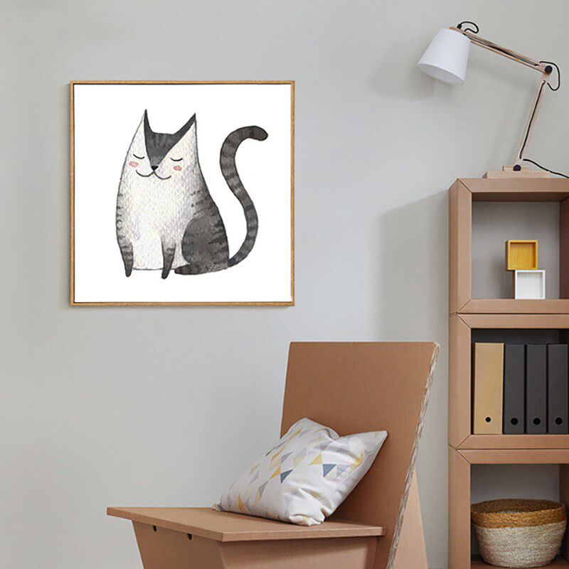 北欧风格猫咪画装饰动物装饰画寝室装饰挂画客厅餐厅正方形墙壁画