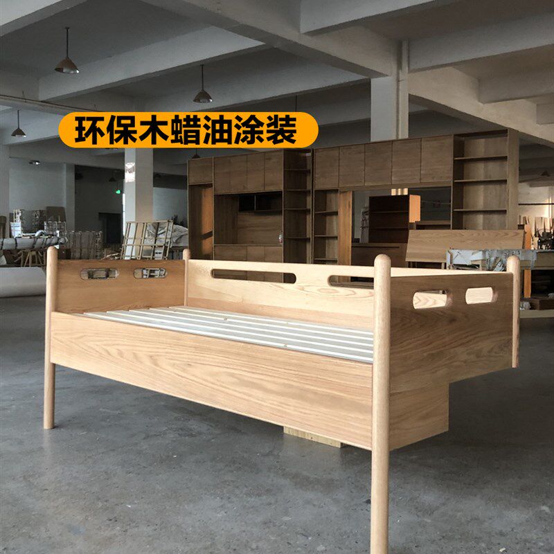 北欧日式全实木儿童飘窗拼接床橡木原木婴儿床小卧室主卧小床定制