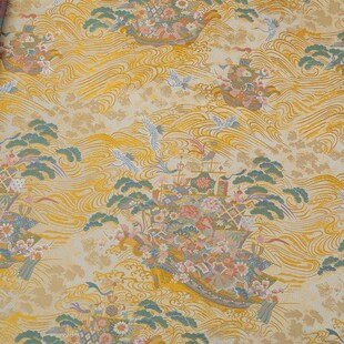 西阵织轮船茶席桌旗桌布正娟日式布料手工刺绣面料diy包和服腰带