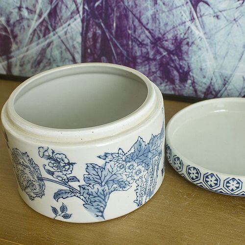 复古中式青花瓷陶瓷首饰盒化妆品首饰收纳盒卫生间台面家居摆件