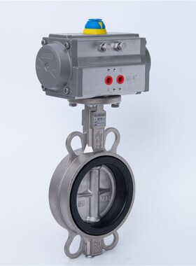 D671F/X-16P气动不锈钢四氟对夹蝶阀气动不锈钢切断蝶阀DN50-300