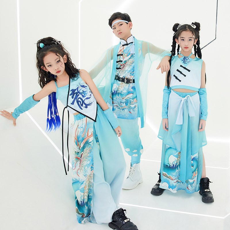六一儿童节幼儿园爵士舞表演服女童国潮风女大童t台走秀表演服装