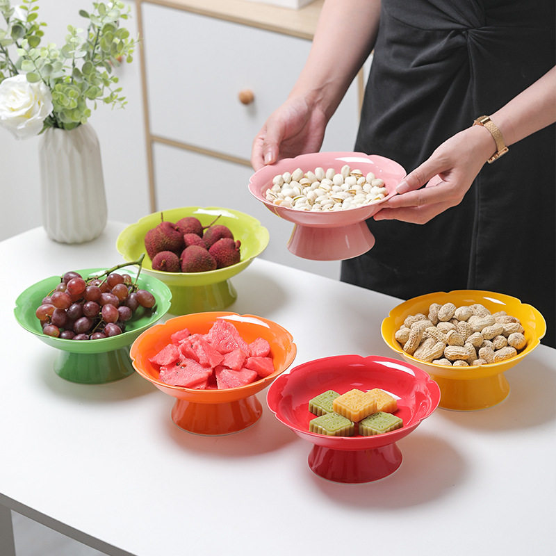 陶瓷高脚茶点盘干果盘点心碟中式零食水果盘家用坚果托盘糕点碟子