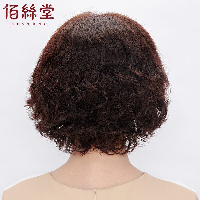 假发女短发真发全真人发妈妈中老年全头套女士中长款卷发自然头套