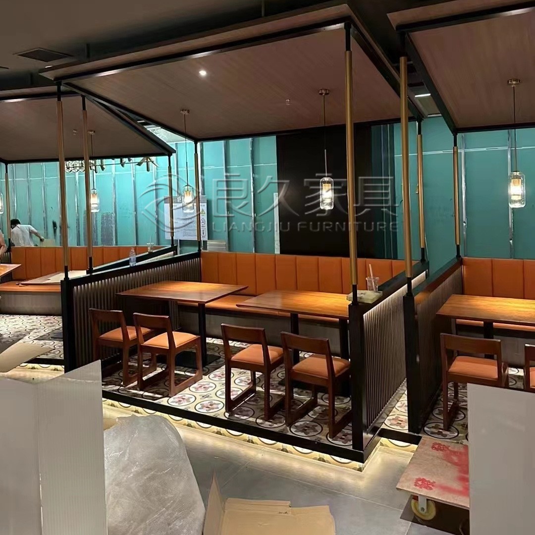 深圳田园茶餐厅咖啡馆实木家具桌椅卡座沙发生产工厂