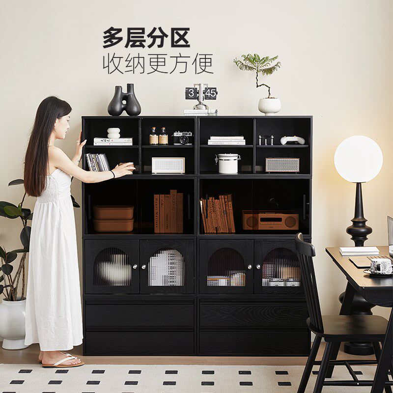 实木书柜自由组合书架客厅家用卧室收纳置物架书房落地展示储物柜