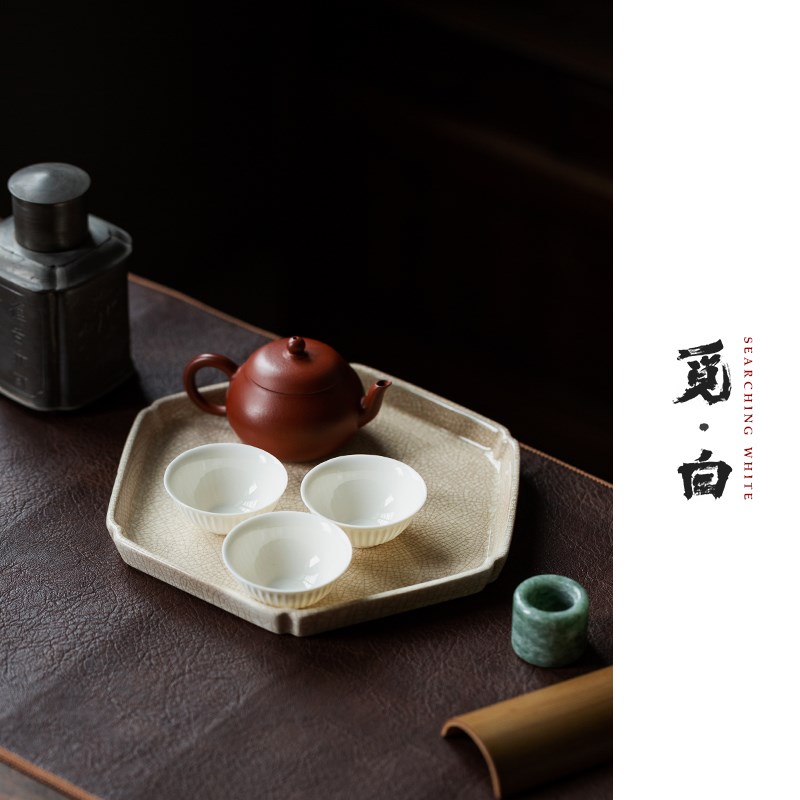 觅白工夫茶盘开片壶承漳州窑80年老物潮州茶托器具可养定窑干泡台