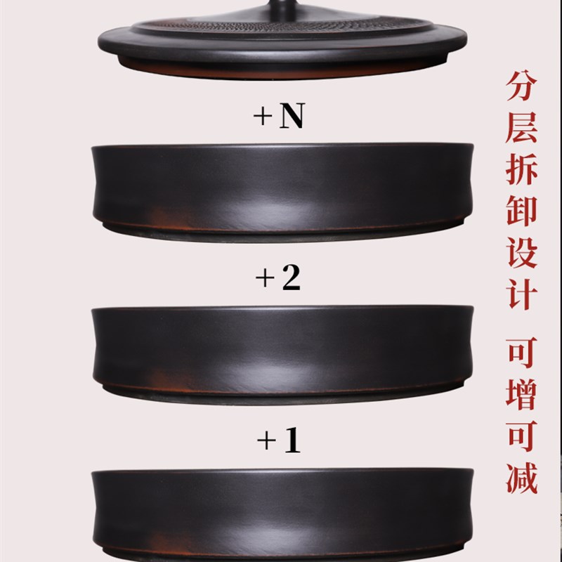 云南建水紫陶茶叶罐分层手工全普洱茶缸家用醒茶罐非紫砂存茶盒