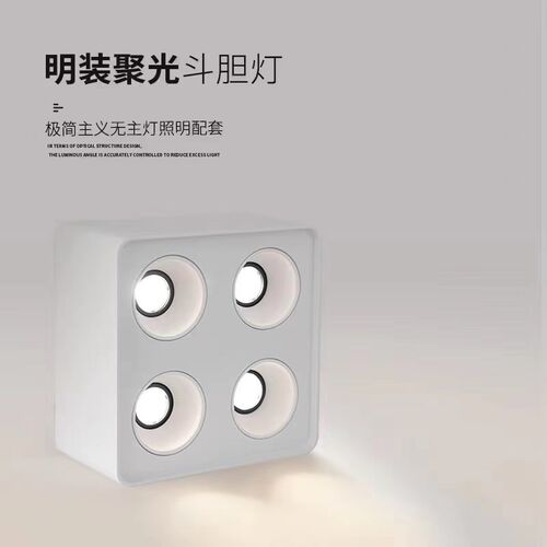 海纳灯饰客厅无主灯照明明装四头格栅斗胆射灯方形双头家用LED