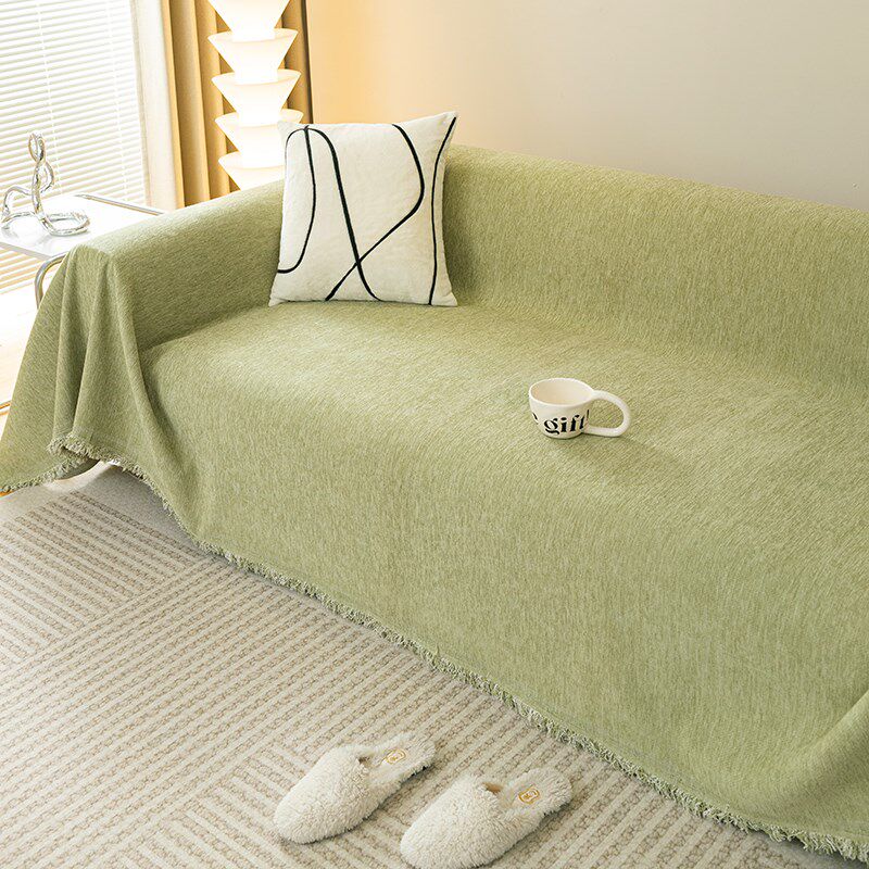 雪尼尔奶油系沙发垫四季通用高级感沙发巾盖布巾全盖万能套罩毯子