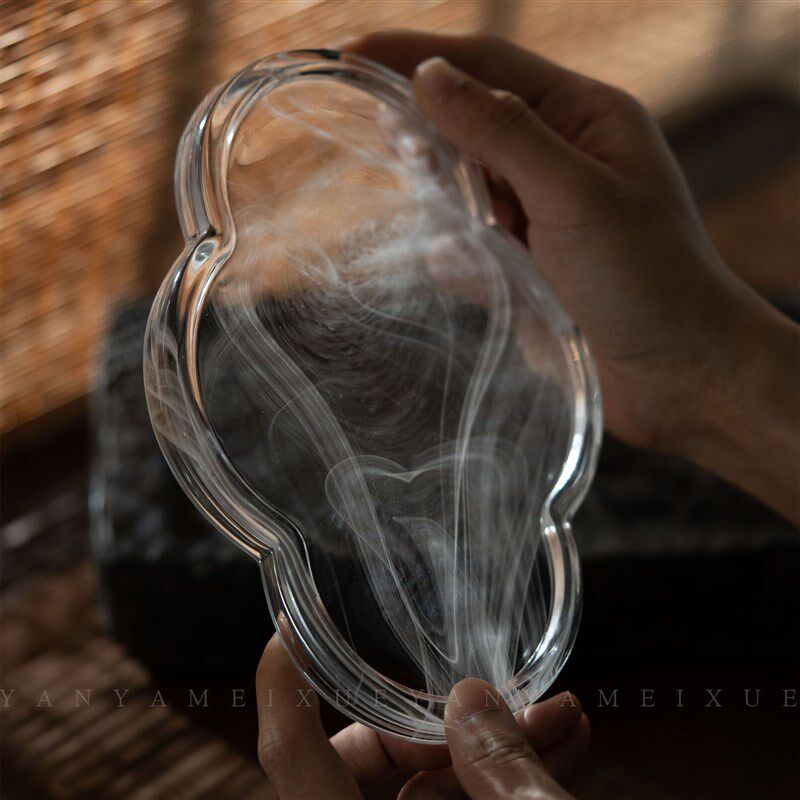 小雅瓷器家丨中式水墨琉璃壶承茶盘 家用泡茶小型干泡台 透明磨砂