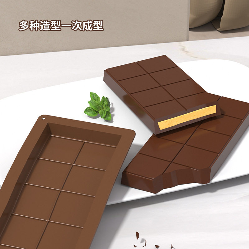 食品级6连巧克力硅胶模具长条华夫饼方块朱古力烘焙模具