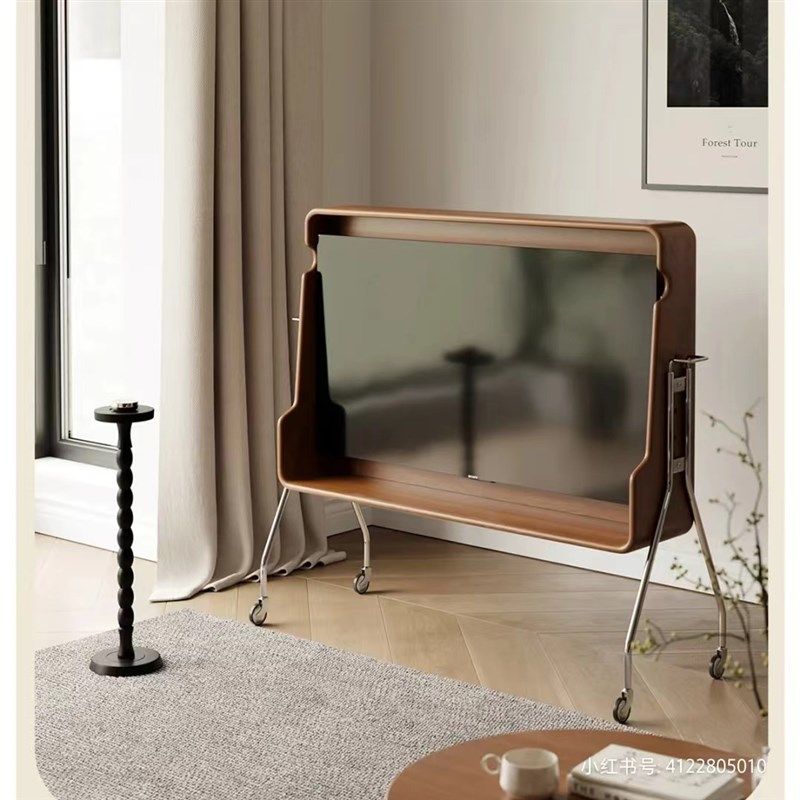 实木复古可移动电视柜小户型卧室电视机支架中古风客厅家用电视架