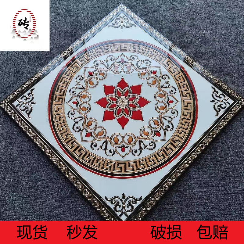 红莲欧式入户玄关拼花地砖客厅800X800地毯花拼图瓷砖简约抛晶砖