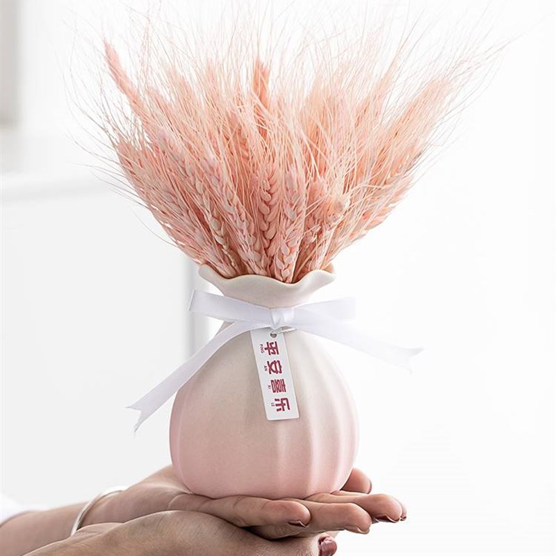 ins风干花陶瓷花瓶轻奢客厅桌面家居插花摆件大麦穗收银柜台装饰