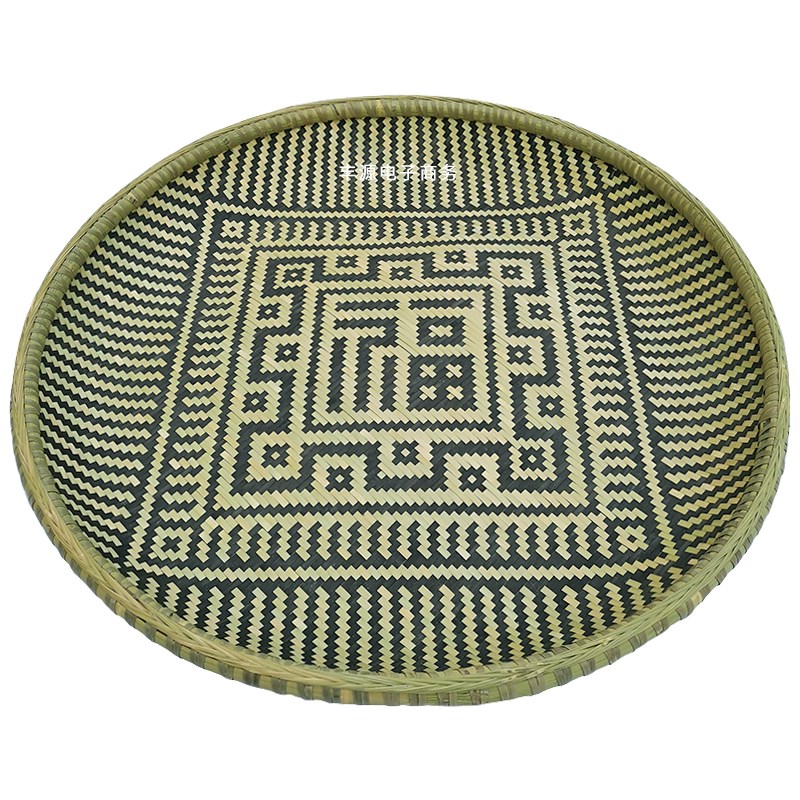 贵州手工福字竹编簸箕工艺品竹米筛带字结婚祝贺礼品纯竹水果托盘