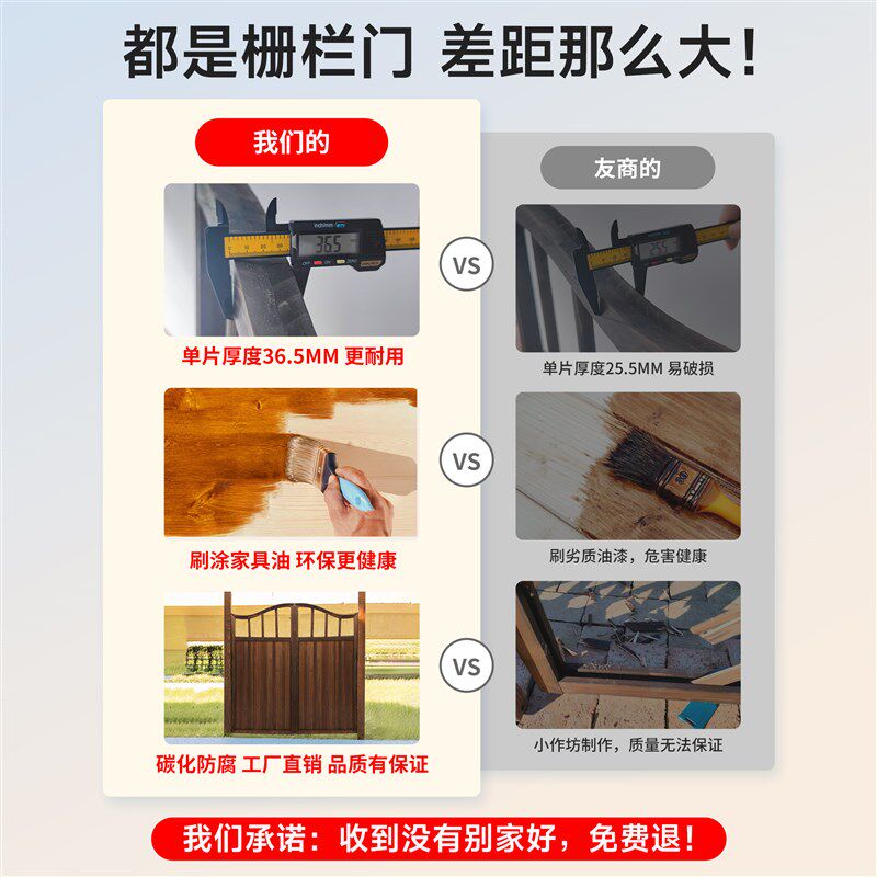 栅栏门庭院户外防腐木门双开篱笆门菜园门木围栏花园门网格木质门