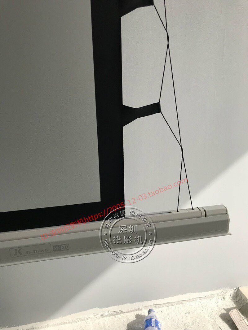 JK经科隐藏式电动拉线玻纤天花幕8K暗藏嵌入式抗光投影软白灰幕布