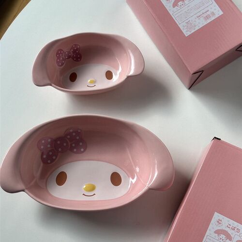 粉色美乐蒂陶瓷餐盘甜品沙拉碗饭盘深盘少女心My Melody礼物餐具