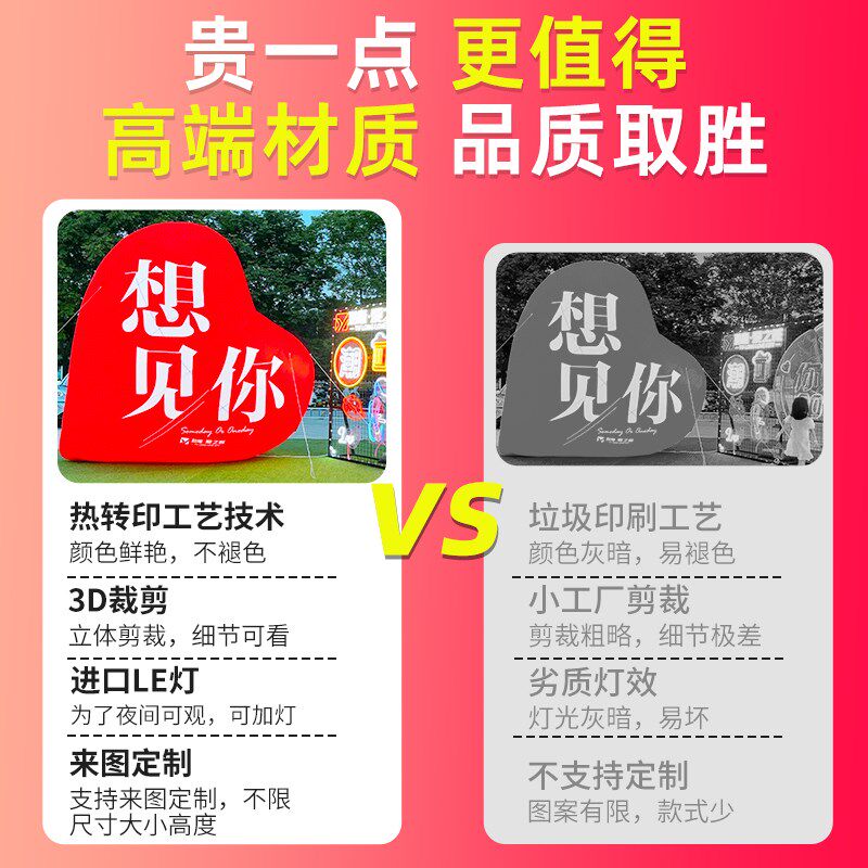 超大充气爱心气模定制发光PVC闭气心形气球卡通花朵商场美陈装饰