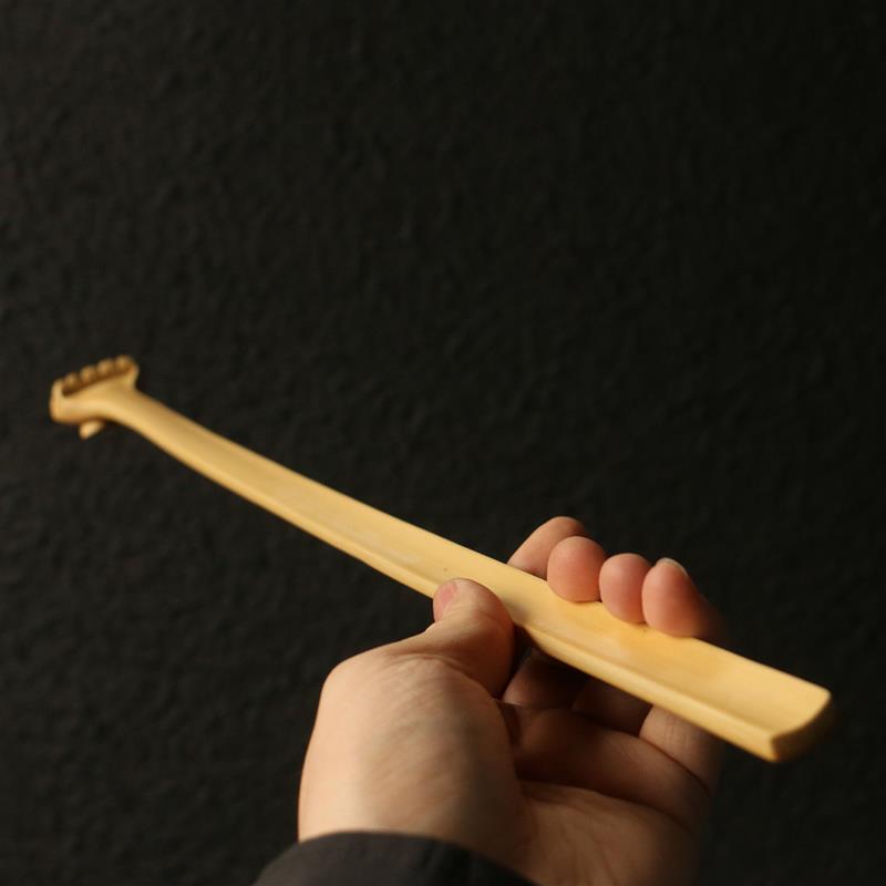 精品纯手工雕刻如意头老玉竹痒痒挠一体成型竹制挠痒扒竹雕不求人