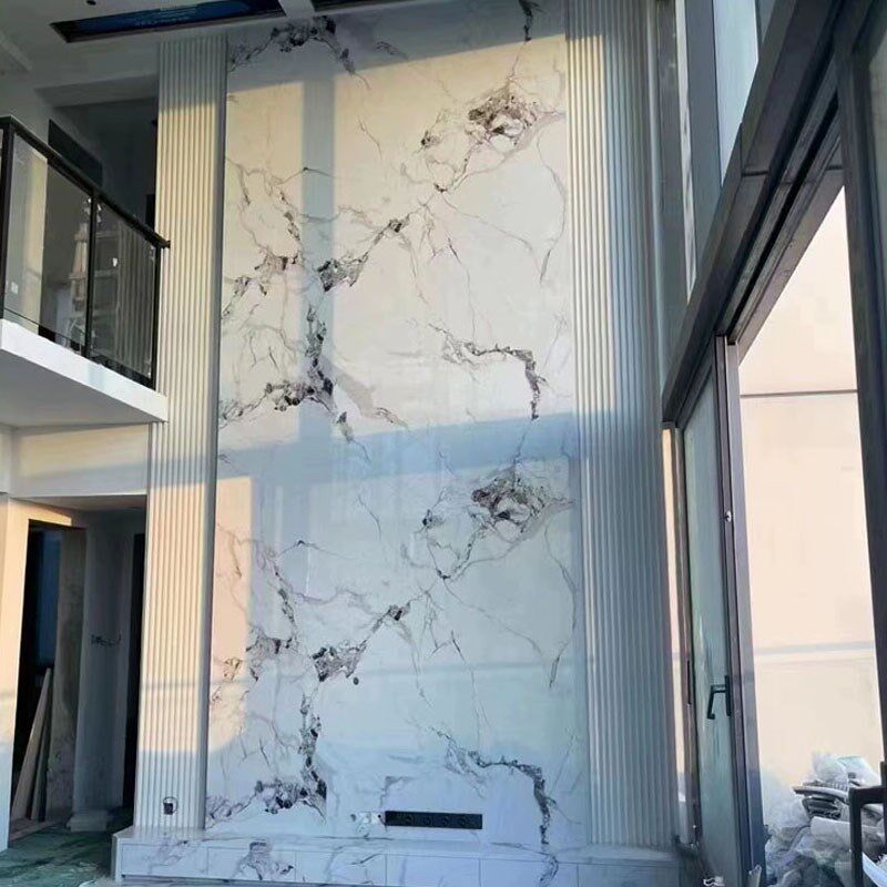 盛夏精灵新琉璃白岩板电视背景墙上大理石台面板餐桌石材大板地