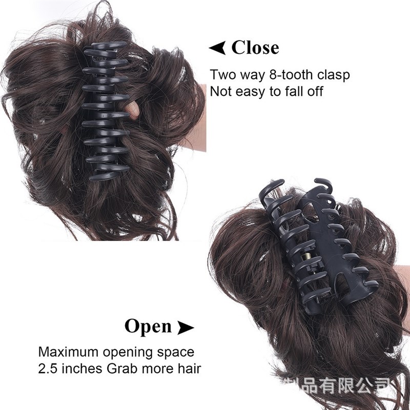 慵懒风抓夹款花苞丸子头女自然蓬松长须发包假发套马尾假发圈发夹