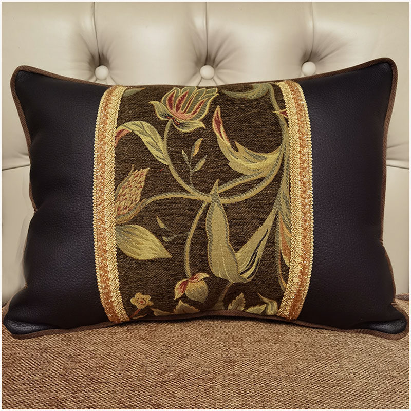 抱枕沙发客厅腰枕靠枕靠垫欧式皮沙发抱枕套长条枕定制复古腰靠新