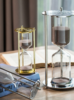 时间沙漏计时器创意金属书房客厅办公室桌面摆件家居饰品生日礼物
