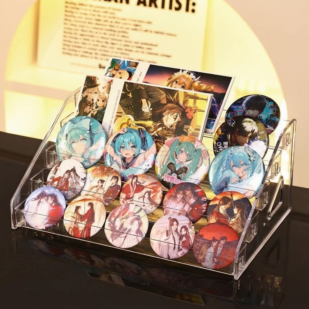 透明亚克力吧唧展示架|阶梯式CD