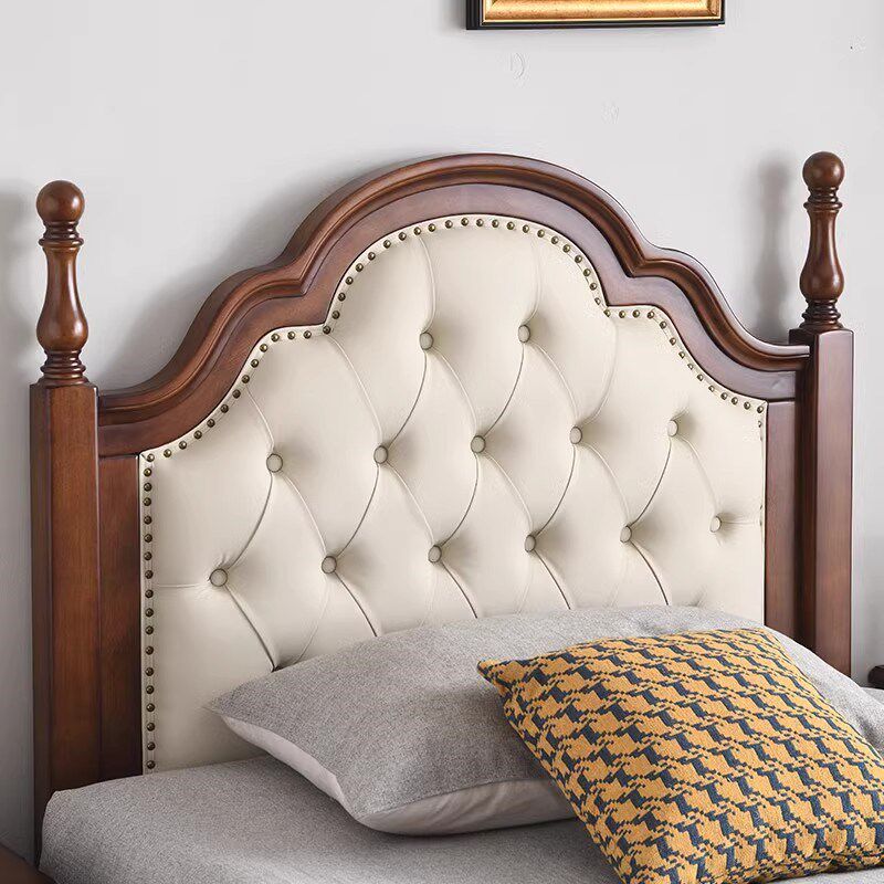 美式乡村复古1.2米儿童男女孩单人小户型床头软靠包全实木床田园