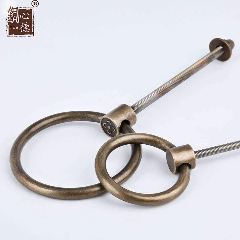 铜心同德中式仿古门环兽头圆拉环大门拉手纯铜老式复古门把手配件