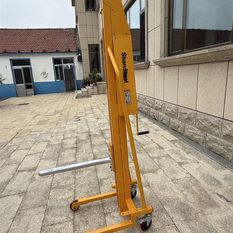 轻型手摇堆高车迷你型绞盘升高车卷料升降机叉车上料装卸车单柱叉