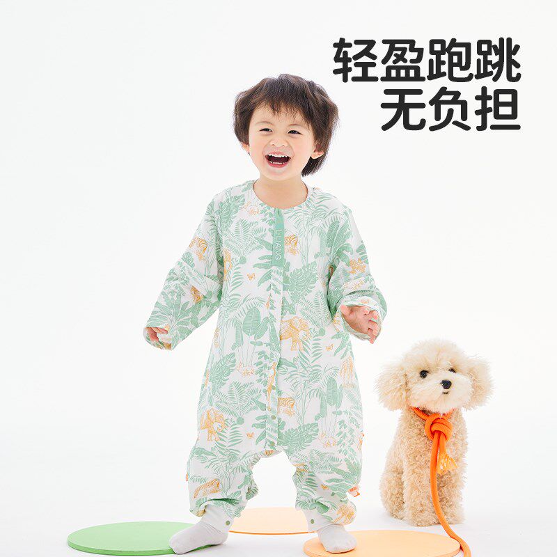 良良婴儿纱布睡袋薄款透气新生儿分腿睡袋夏季儿童睡衣宝宝防踢被