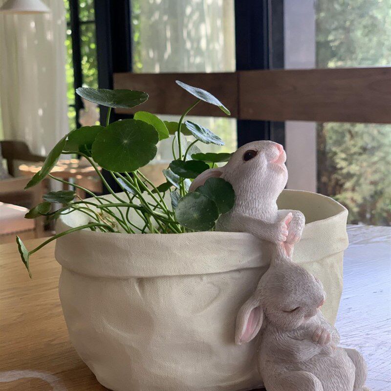 口袋小兔子花器多肉花盆萌可爱花园装饰桌面摆件创意礼物品阳台