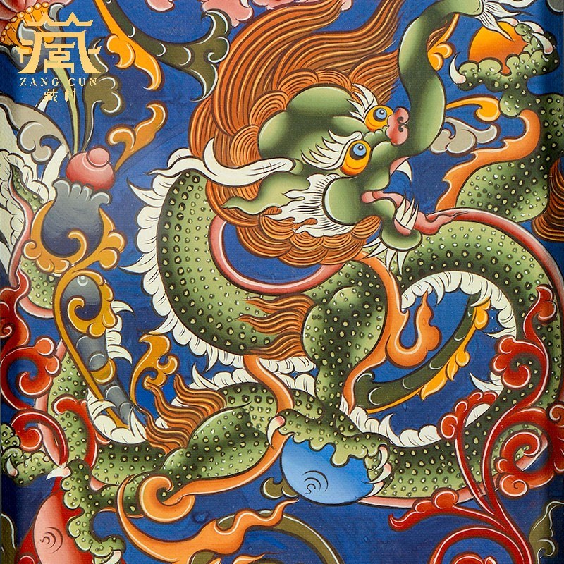 网红八吉祥客厅挂画油画藏族吉祥八宝装饰画墙壁壁画玄关布艺挂画