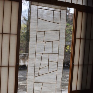 闲云夏布丨新中式斜拼布帘遮挡帘隔断帘窗帘茶室挂帘透光门帘