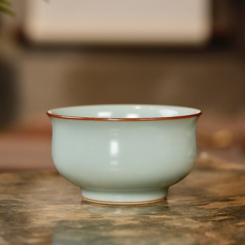 景德镇熙物堂手工茶器汝窑天青官窑主人杯不开片单杯高端汝釉茶杯