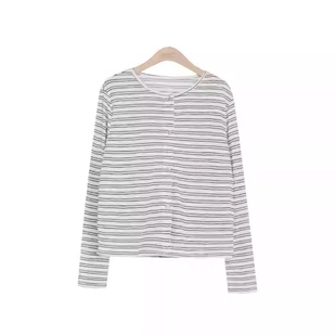 条纹开衫 王福贵定制～韩系吊带 外套3.24 撞色两件套