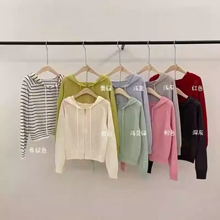 3.24 王福贵定制～休闲百搭连帽抽绳拉链针织开衫 小布丁