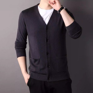 V领双口袋纽扣开衫 王福贵定制～男士 开衫 3.24 男士