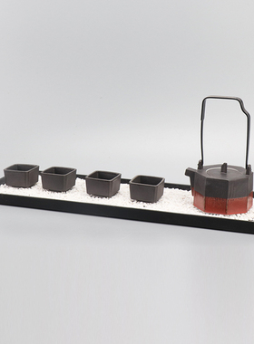 新中式样板房摆件日式组合软装饰品八角陶瓷茶具套装茶室茶几摆设