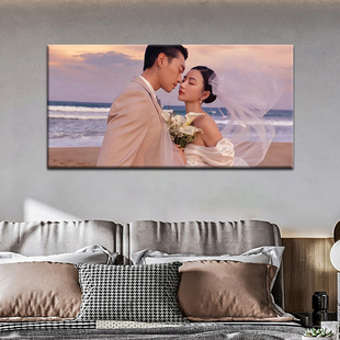时光有约婚纱照放大挂墙相框3648寸无框油画定制影楼床头结婚照片