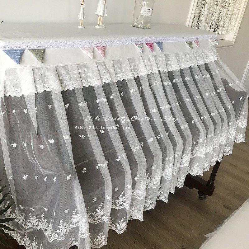 韩式加厚夹棉彩旗拼接蕾丝绣花纱全罩半罩防尘钢琴罩钢琴罩凳子罩