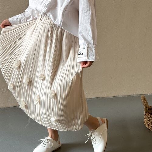 女童春装半身裙洋气2024新款大童休闲百褶裙子小女孩春季百搭短裙